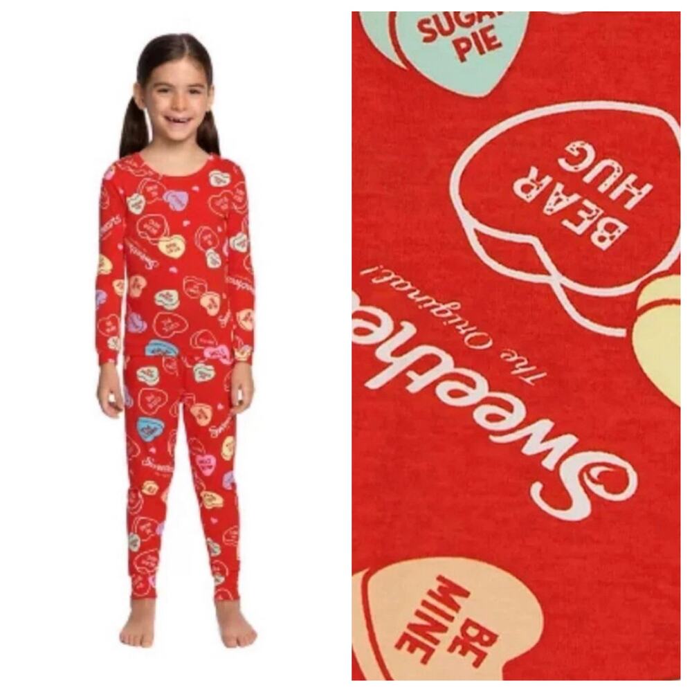 Kids Sweethearts Candy 2-Piece Pajama Set - Valentines Sleepwear Size 6